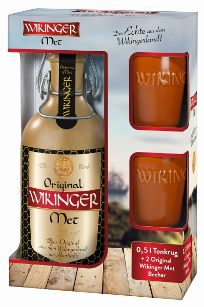 Geschenkset Wikinger Met 0,5l + 2 Trinkbecher 0,1l