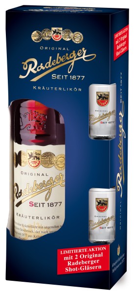 Original Radeberger Kräuterlikör 0,7l +2 Shot-Gläser