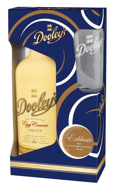 Dooley's Egg Cream Liqueur 0,7 l + 1x Latte-Macchiato Glas Geschenkpackung
